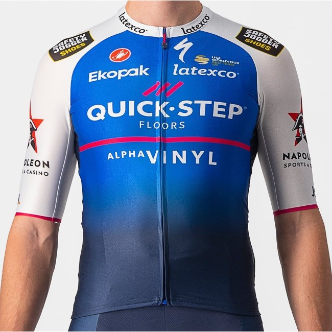Quick Step-Alpha Vinyl 2022 Aero Race 6.1 Radtrikot kurzarm(langer RV)